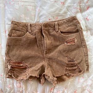 She & Sky Brown Corduroy Shorts